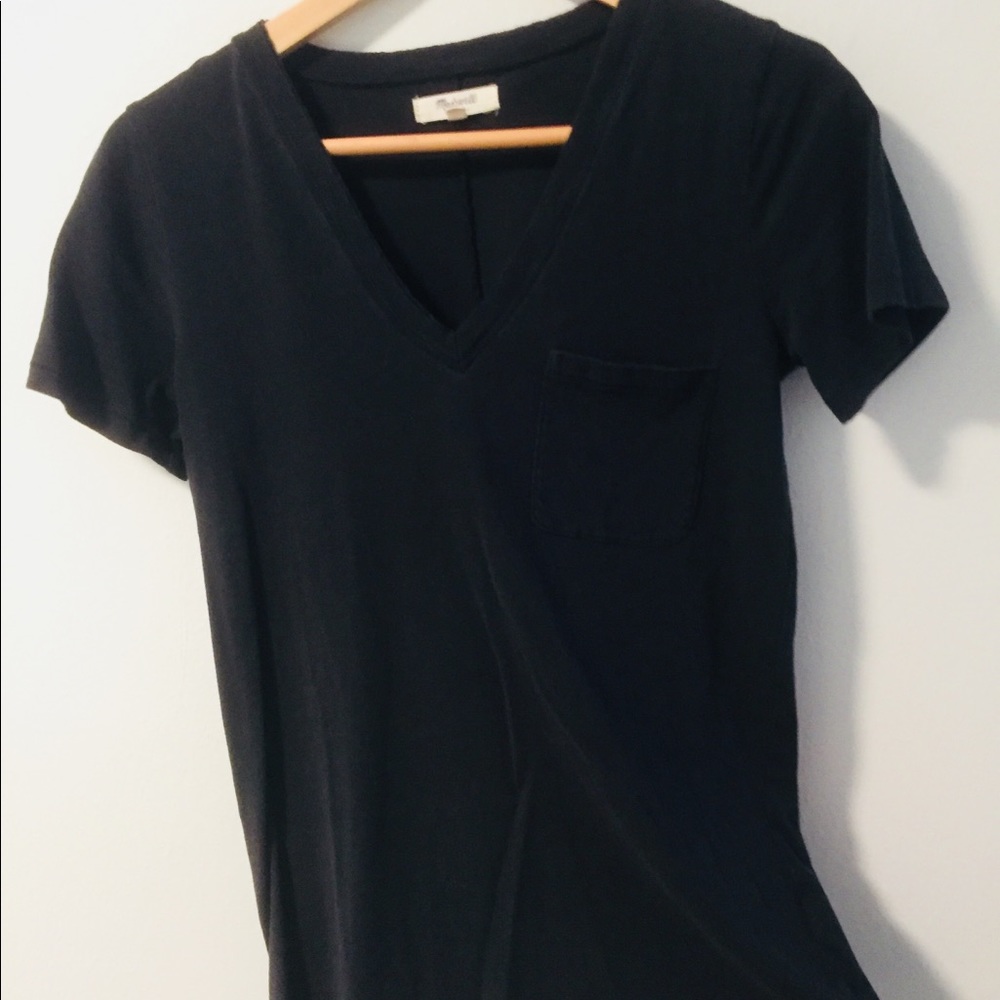 Madewell Washed Black Pocket Tee, sz S